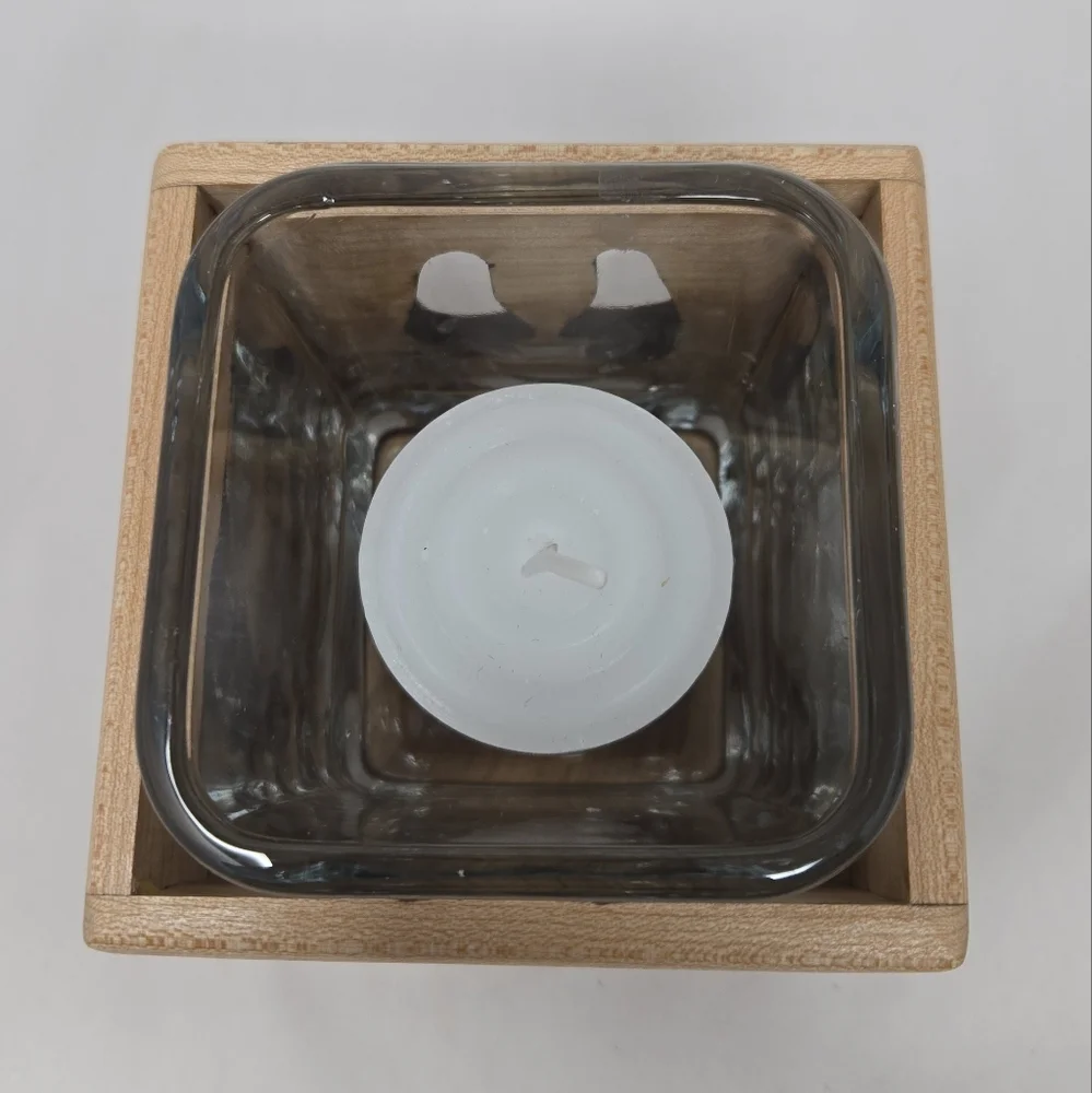 Wood You Tell Me Inc Cherry Wood Ram On Hill Cut Out Glass Insert Candle Holder